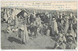 ALGERIE  1 CPA TIARET  1919 marché arabe  belle animation et carte