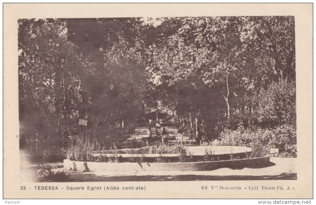 CPA - Tébessa - square Egrot - allée centrale
