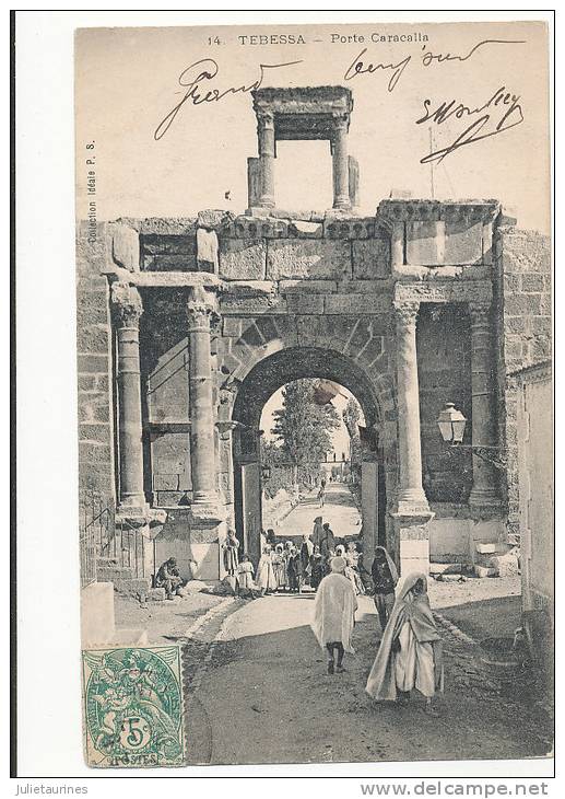 TEBESSA ALGERIE PORTE CARACALLA CPA  BON ETAT