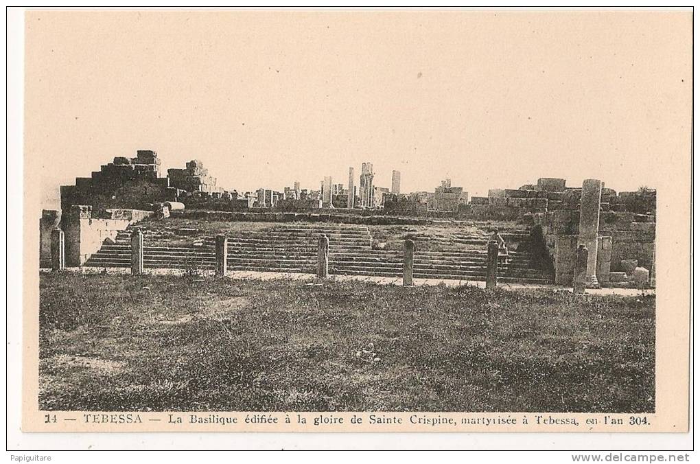 cpa bon etat   tebessa ,   2 cartes   1) basilique à la gloire de ste-crispine , 2)  la sirène