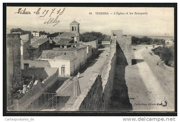 CPA Tebessa, L'Eglise et les Remparts