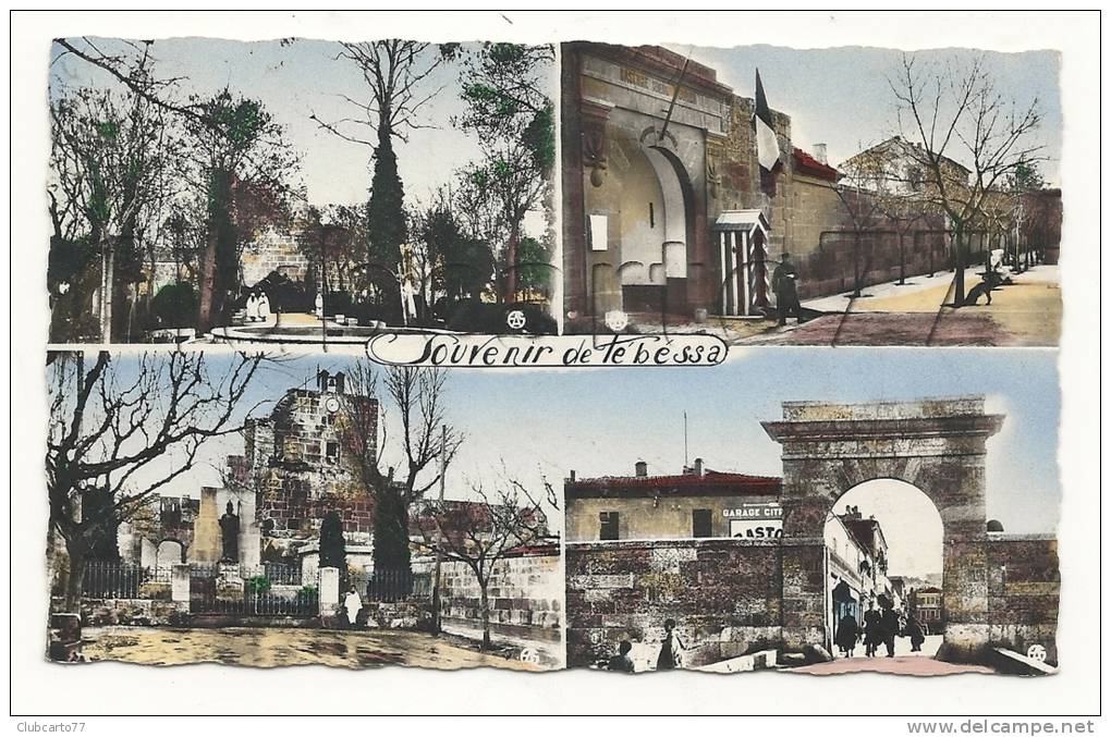 Tébessa (Algérie)  4 Vues dont entrée de la caserne en 1953 (animée)