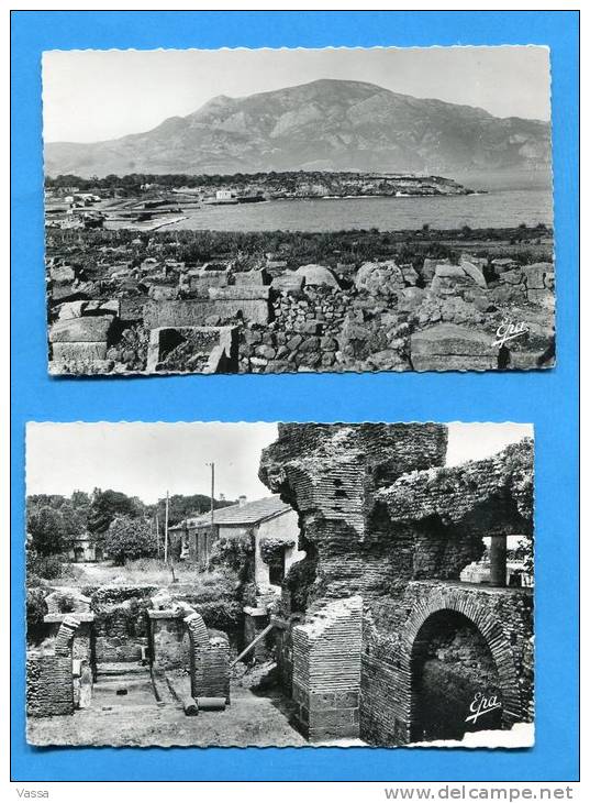 2 CPSM .TIPASSA. Vue de Sainte Salsa et les grands thèrmes.ALGERIE