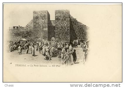 cpa-Algerie-Tebessa-la porte Salomon(animée)