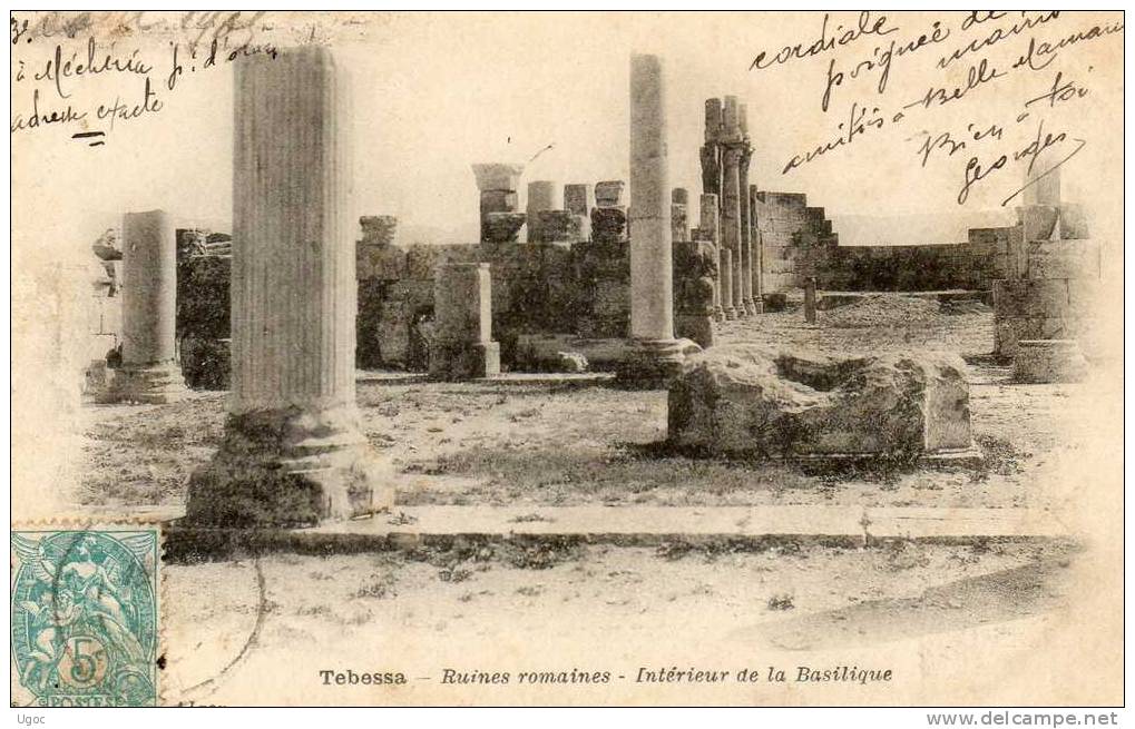 CPA - ALGERIE - TEBESSA - Ruines Romaines - Intérieur de la Basilique - 537