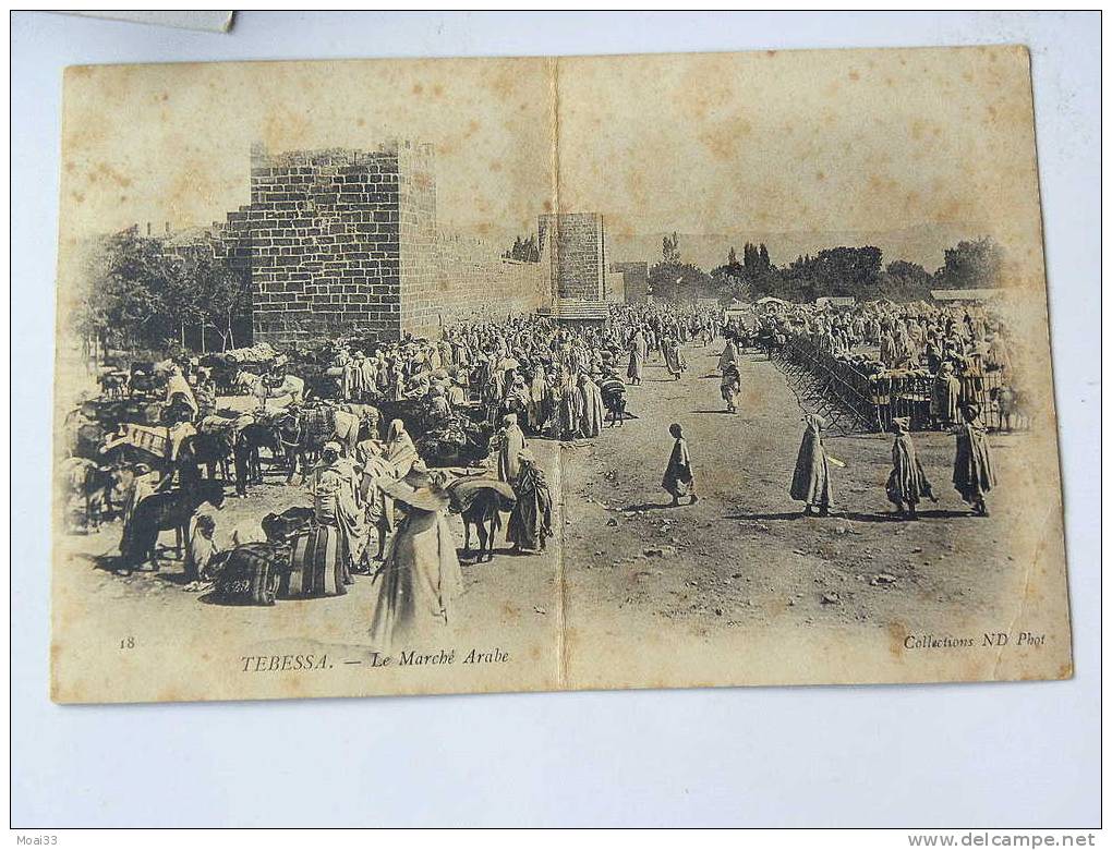 Carte Postale  Ancienne  TEBESSA  le Marché Arabe très animé