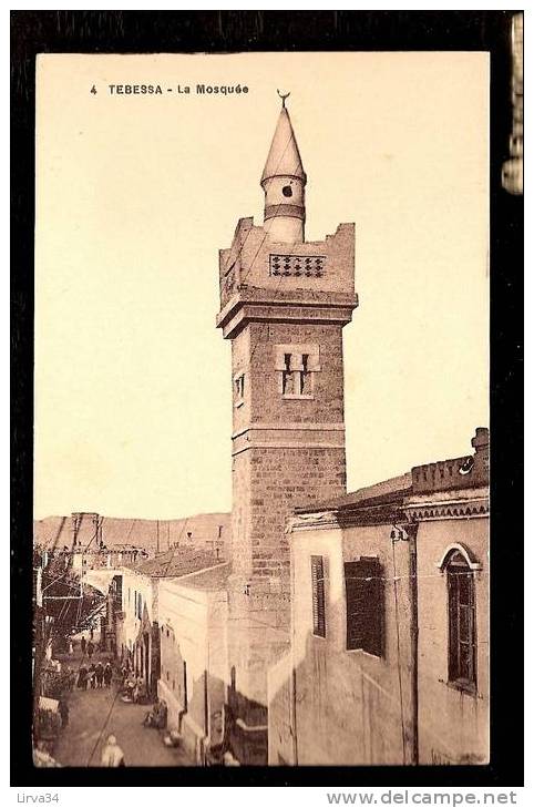 CPA ANCIENNE - ALGÉRIE  TEBESSA  LA MOSQUEE- RUE ANIMEE-