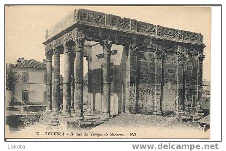 CPA  TEBESSA - Ruines du Temple de Minerve