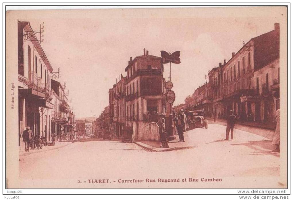 ALGERIE TIARETLE TRIBUNAL CARREFOUR RUE BUGEAUD ET RUE CAMBON.CPA BON ETAT