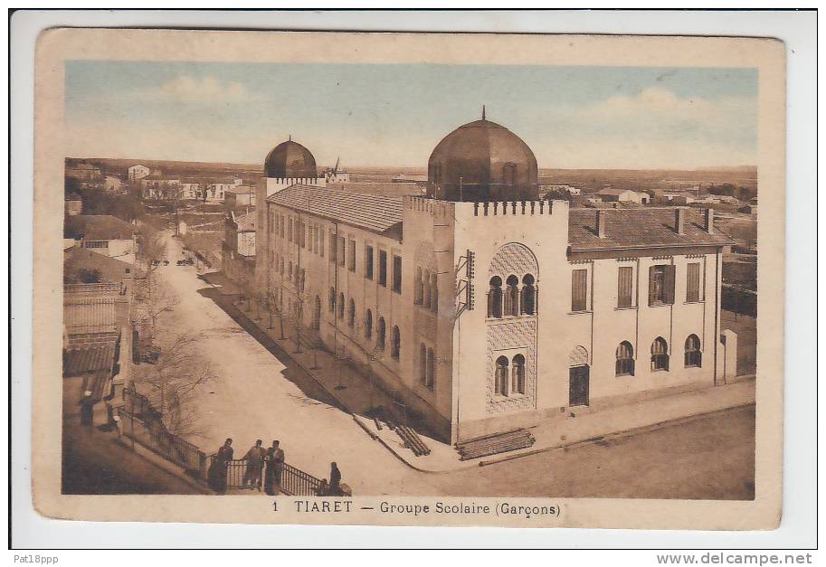 ALGERIE - TIARET - Groupe Scolaire ( garçons ) - CPSM colorisée n° 1 ( Africa Afrique du Nord )