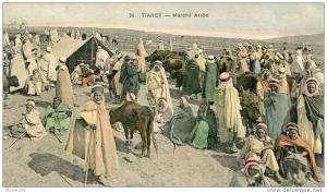 CPA ALGERIE TIARET MARCHE ARABE  colorisée