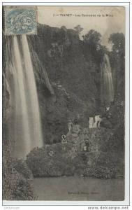 C 1072 - TIARET - Les cascades de la Mina - belle CPA de 1908 animée -