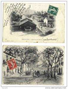 ALGERIE - TIZI-OUZOU  2 CPA  Intérieur du Bordj - Rue principale