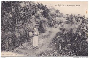 AFRIQUE,FRANCE COLONIES,MAGHREB,KABYLIE  EN 1900,TERRES DE MONTAGNE,FEMME BERBERE,tizi ouzou,bejaia,paysan