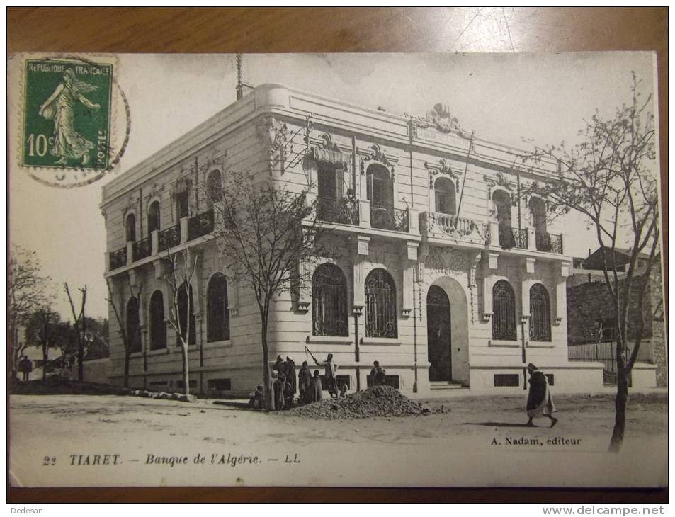 CPA Tiaret banque de l'Algerie - Animé 1923