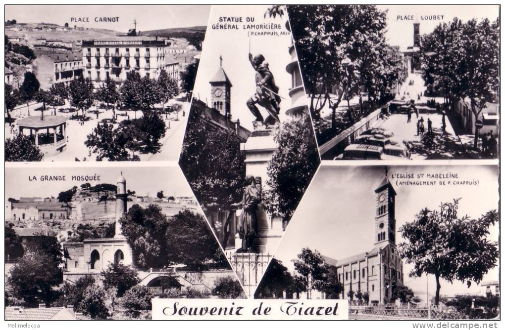 CPA /CPSM carte postale ancienne AFRIQUE ALGERIE TIARET multivue souvenir loubet mosquee carnot général