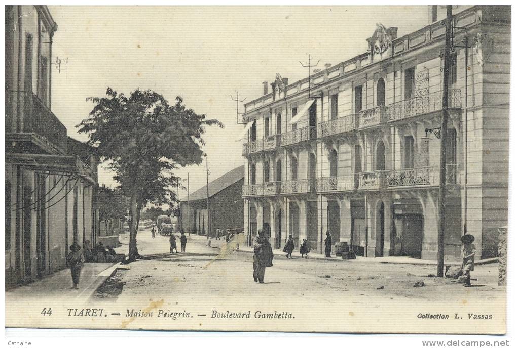ALGERIE . TIARET . MAISON PELEGRIN . BOULEVARD GAMBETTA  . carte animee