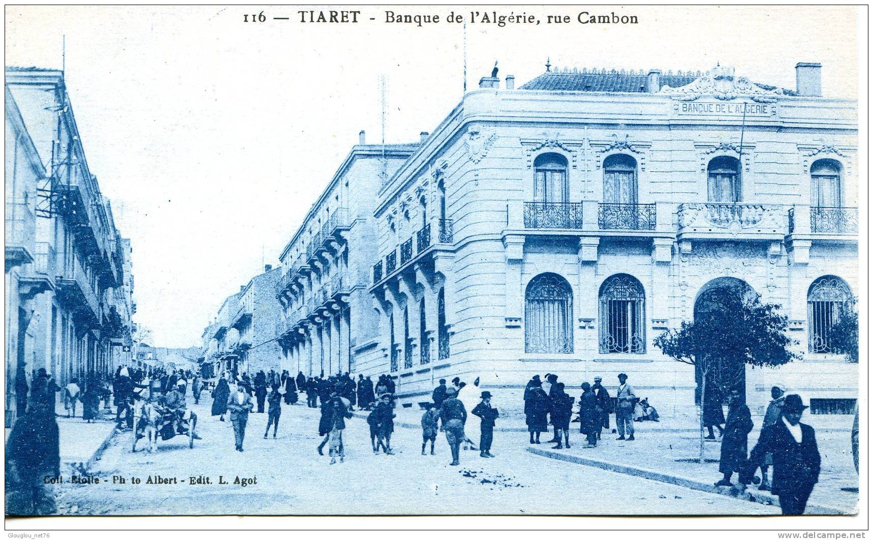 TIARET...BANQUE DE L'ALGERIE,RUE CAMBON.......CPA ANIMEE