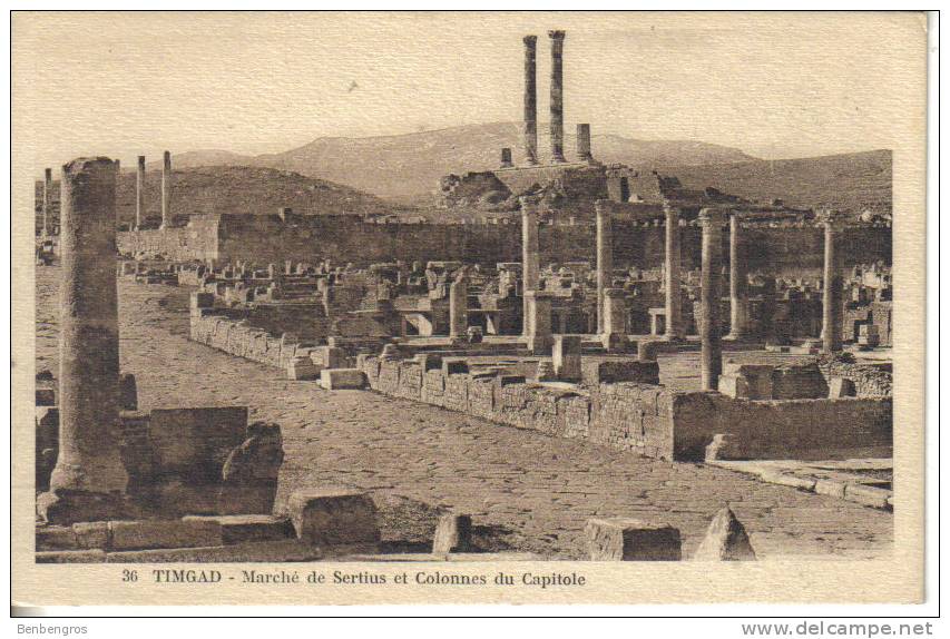Timgad  marché de Sertius et colonnes du capitole