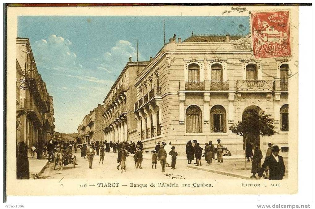 CPA  TIARET, Rue Cambon, Banque de l´Algérie  1175