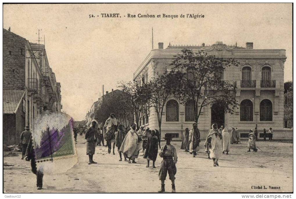 ALGERIE    TIARET    rue cambon et banque de l'algérie