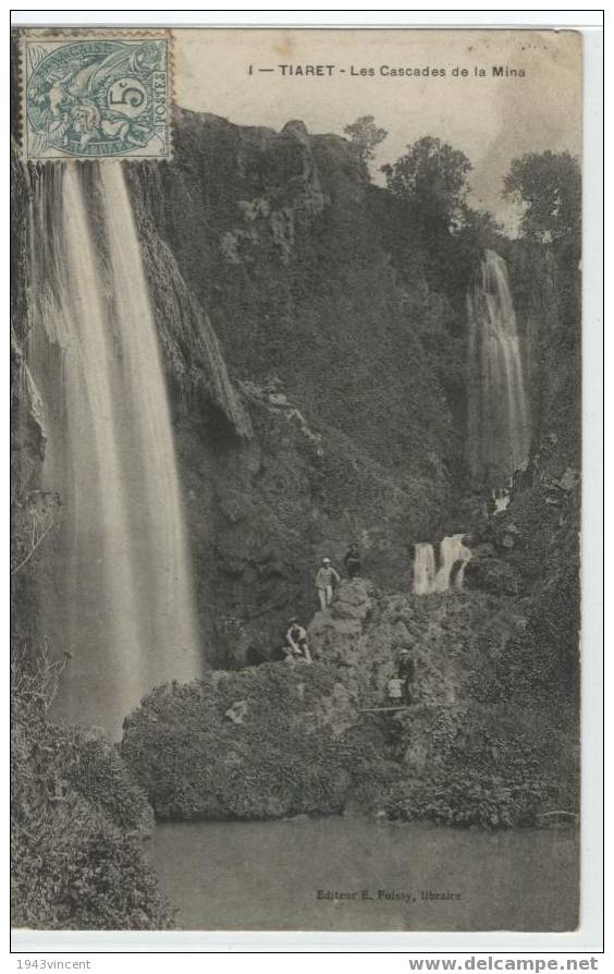 C 1072 - TIARET - Les cascades de la Mina - belle CPA de 1908 animée -