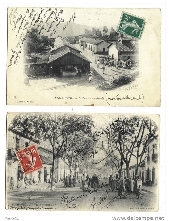 ALGERIE - TIZI-OUZOU  2 CPA  Intérieur du Bordj - Rue principale