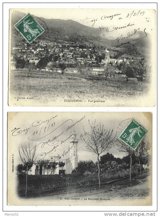 ALGERIE - TIZI-OUZOU  2 CPA  La nouvelle Mosquée - Vue générale