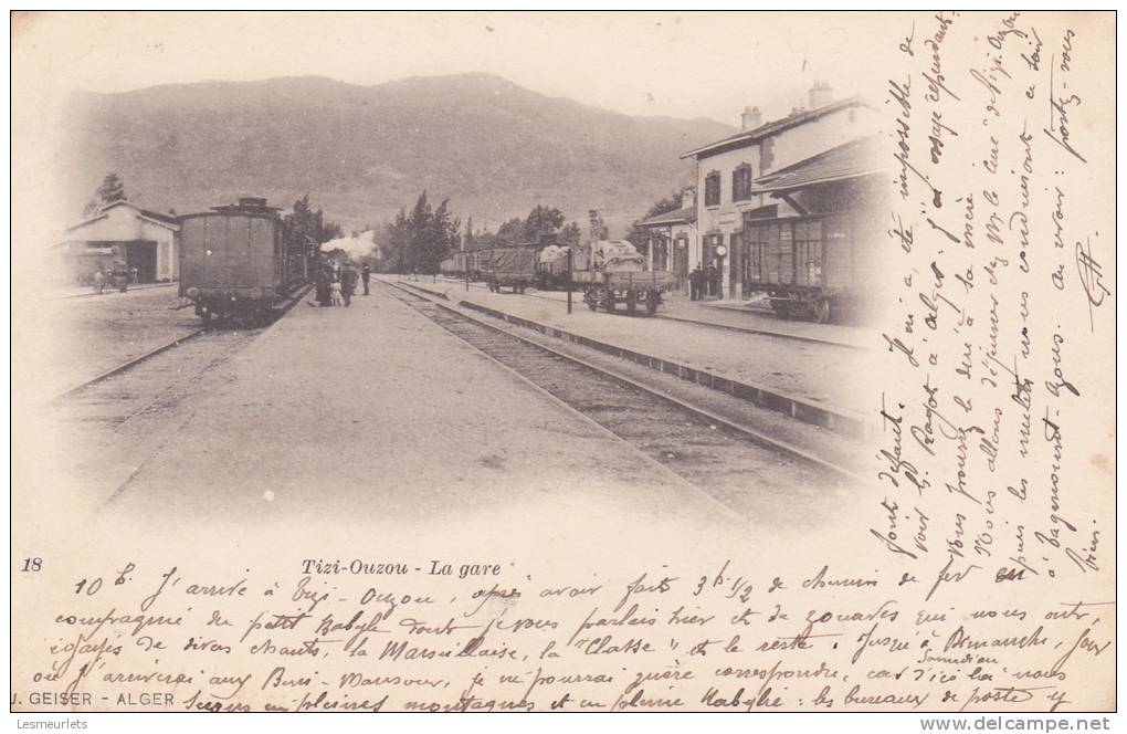 cpa afrique Tizi Ouzou la gare n°18 J.geiser Alger type nuage
