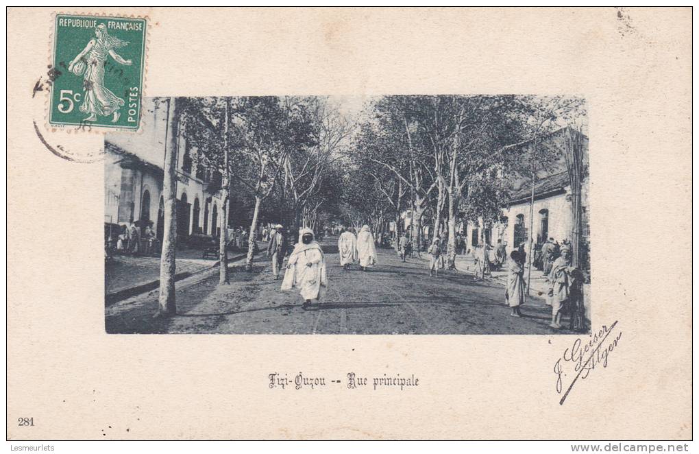 cpa afrique algérie Tizi-Ouzou rue principale J.Geiser Alger n°281 animée  1908