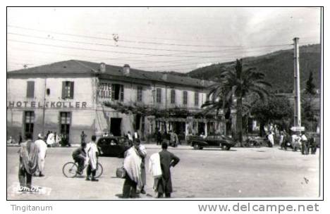 ALGERIE-CPSM TIZI OUZOU -(entrée de la ville et l'hotel Koller)