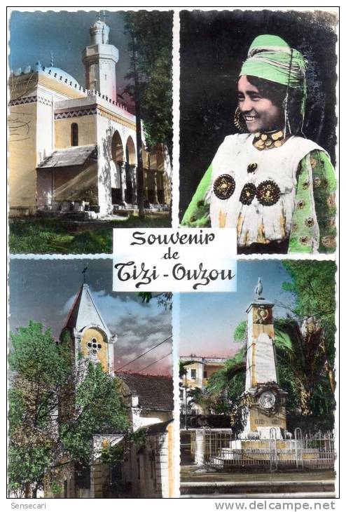 cpsm Algérie TIZI OUZOU colorisée voyagée 1957
