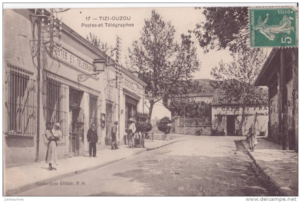 AFRIQUE ALGERIE TIZI OUZOU POSTES ET TELEGRAPHES TRES ANIMEES.CPA BON ETAT