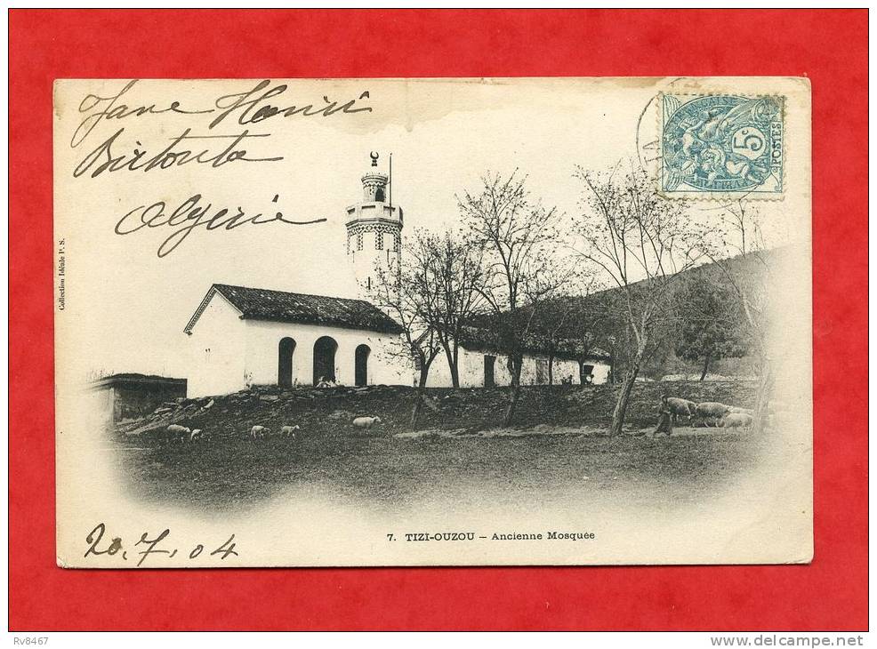 * ALGERIE-TIZI OUZOU-Ancienne Mosquée(Moutons+Homme devant)-1904