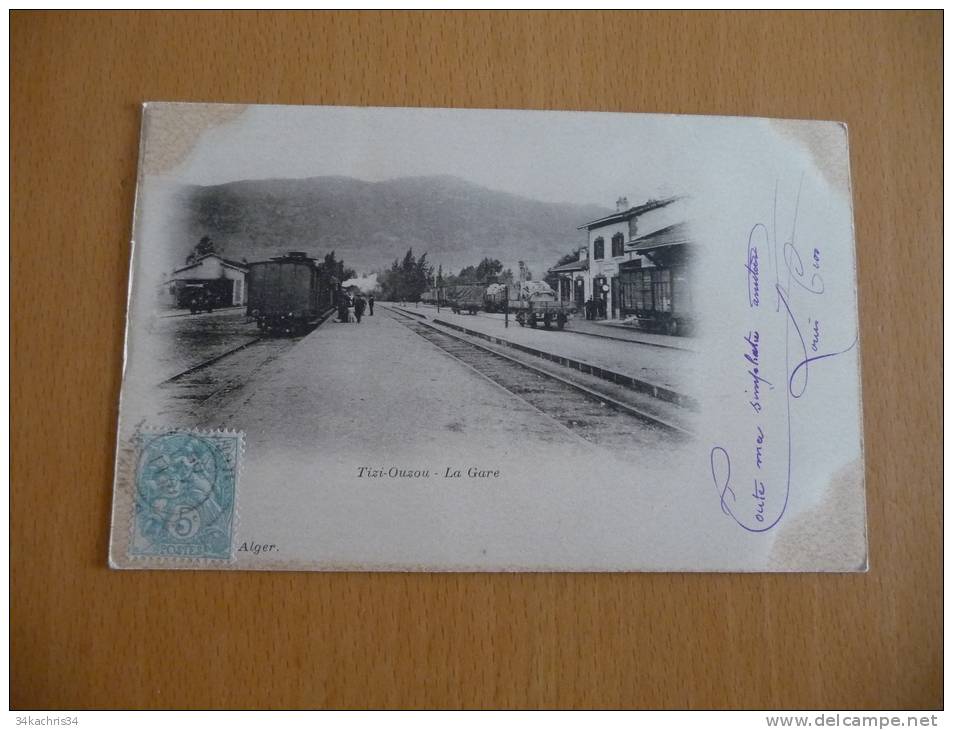 CPA TOP Cartes. Algérie. Tirage avant 1906. Tizi-Ouzou. La gare