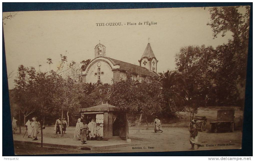 TIZI OUZOU.Place de L'Eglise.Cpa,voyagé,be,an imée