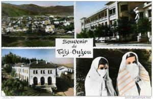 CPSM PETIT FORMAT DENTELE  SOUVENIR DE TIZI OUZOU 4 VUES ANIMEES  VOIR SCANER