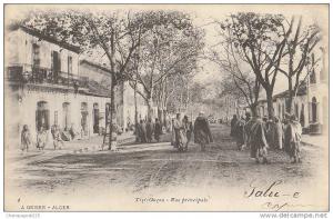 CPA ALGERIE ALGEROIS TIZI OUZOU Rue Principale Hôtel FABRE Animation Geiser N° 4 1905
