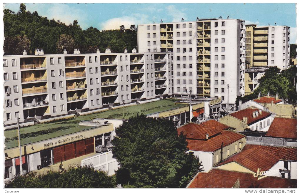 carte postale ancienne,algérie française,colonie,Maghreb ,TIZI OUZOU,KABYLIE,ville cotière,POSTE DES SAPPEURS POMPIERS,