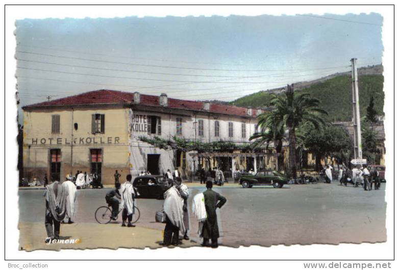 Tizi-Ouzou (Kabylie), entrée de la ville et l´hôtel Koller, Jomone 69, animée, automobiles, , colorisée, dentelée