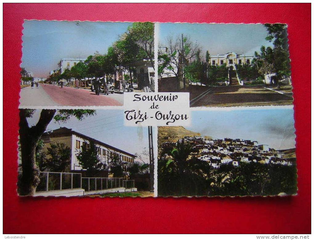 CPSM- AFRIQUE-ALGERIE-SOUVENIR DE TIZI-OUZOU-MULTIVUES   - 3 PHOTOS RECTO /VERSO ,