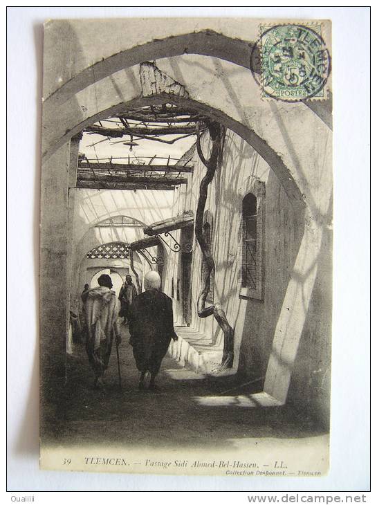 cpa, très belle vue animée, Tlemcen, passage Sidi Ahmad Bel Hassen