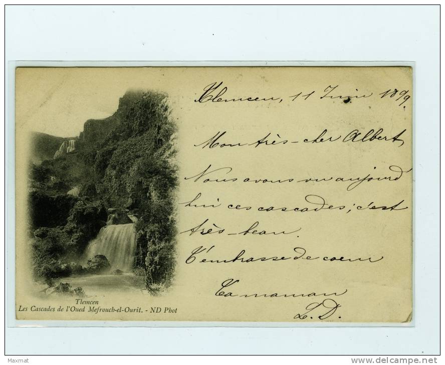 TLEMCEN   carte nuage  de 1899  les cascades  de l oued mefrouch el ourit