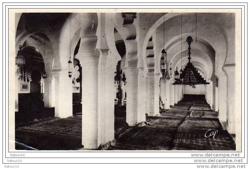 B cpsm Algerie, tlemcen, interieur de la grande mosquee, au dos tampon hotel transatlantique