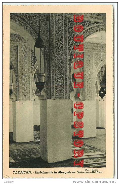 ALGERIE - TLEMCEN < Intérieur de la Mosquée de Bou Médine - Architecture Mauresque - Dos Scanné