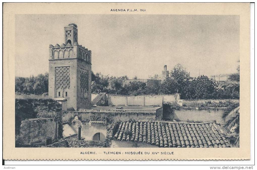 TLEMCEN Mosquée du XIV° siecle (carte de l'Agenda P.L.M.1931