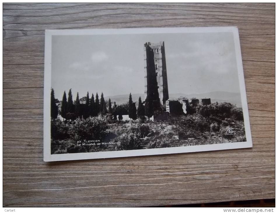 TLEMCEM LE MINARET DE MANSOURATH  @ VUE RECTO/VERSO AVEC BORDS