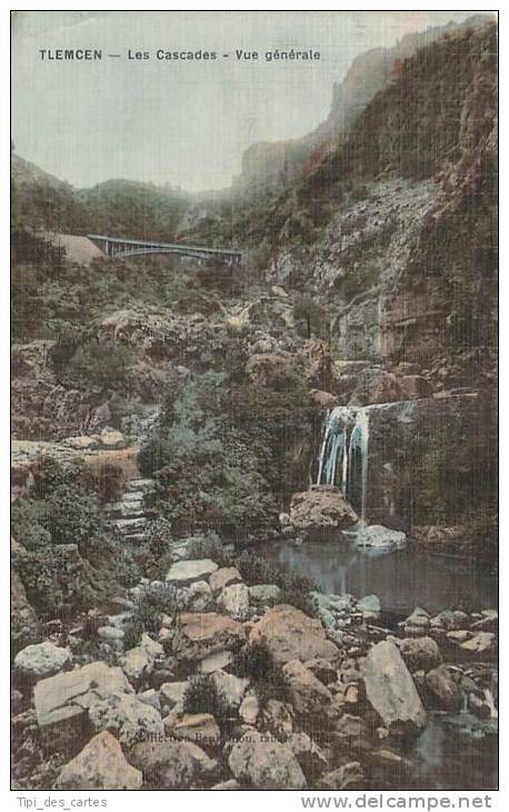 Tlemcen - Les Cascades, vue générale (colorisée, toilée)