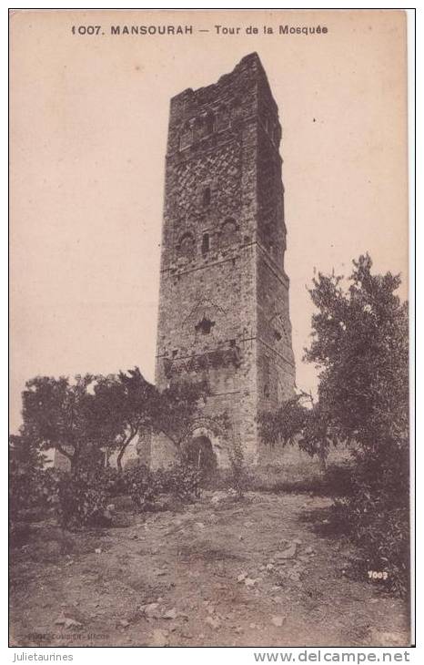 AFRIQUE ALGERIE MANSOURAH TOUR DE LA MOSQUEE.CPA BON ETAT