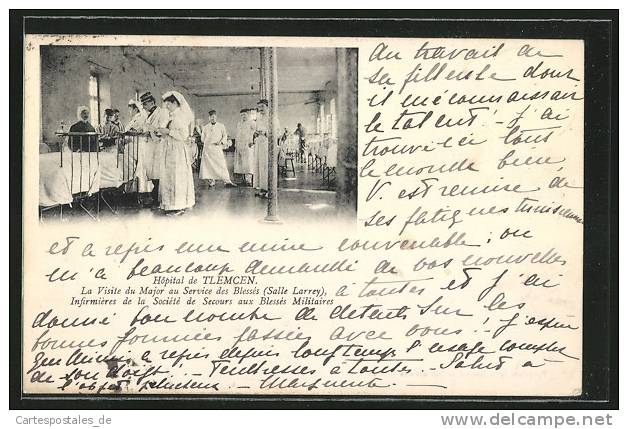 CPA Tlemcen, Hopital, La Visite du Major au Service des Blesses